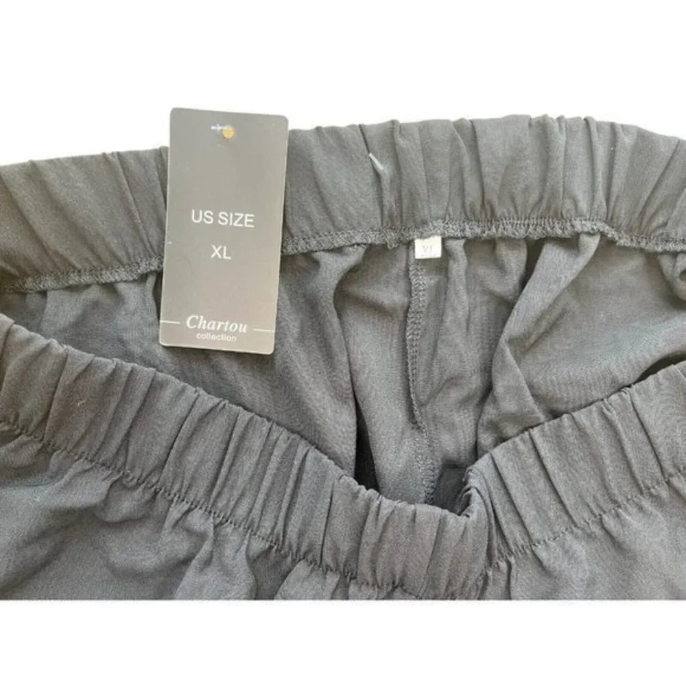 Chartou Collection Black FLOWY SHORTS Swim Cover Up Elastic Waist Size XL‎ NWT